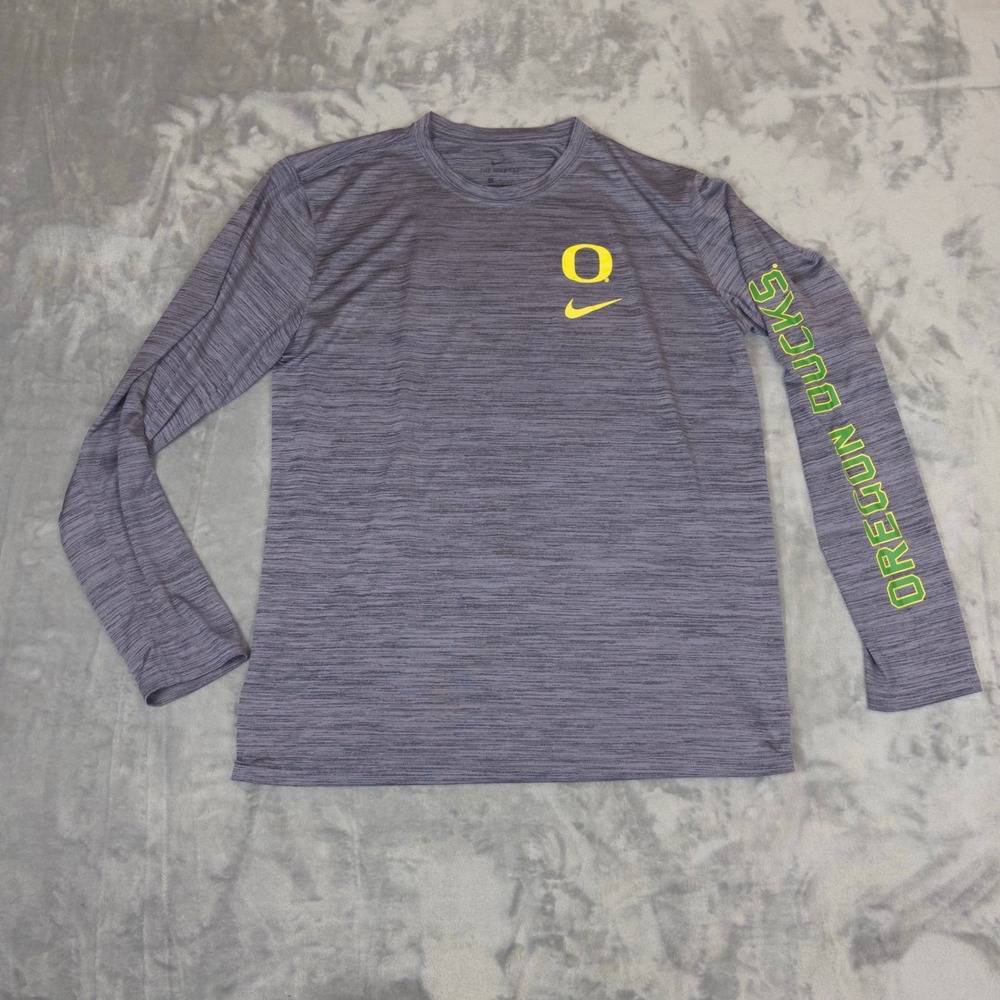 Nike Oregon Ducks Shirt Mens Large Grey Long Sleeve Dri-FIT Space Dye DQ1275-010